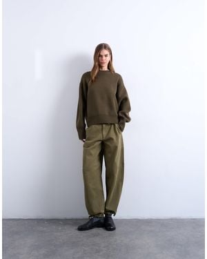 TOPSHOP Drawstring Waist Balloon Pants - Green