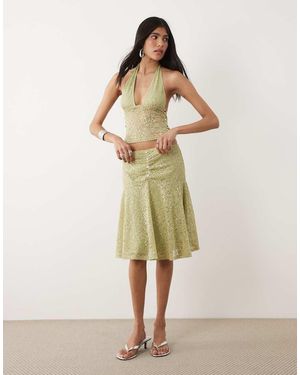 Motel Sarahi Lace Midi Skirt - Natural