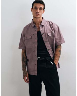 Liquor N Poker Fireman Clasp Detail Denim Shirt - Brown