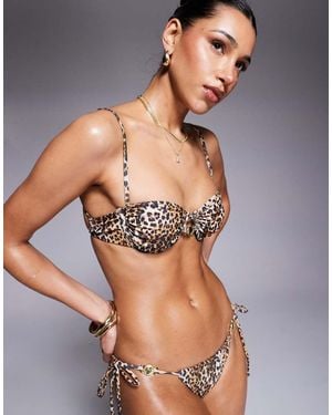 Candypants Top Bikini Con Ferretto Leopardato - Grigio