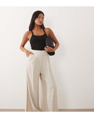 Miss Selfridge Tailored Linen Look Palazzo Trousers - Natural