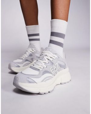 EA7 Armani Logo Suede Mix Chunky Sneakers - Gray