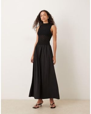 Vrg Grl Textured Body Midaxi Dress - Black