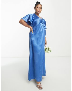 Vila Curve – bridesmaid – maxikleid aus satin - Blau
