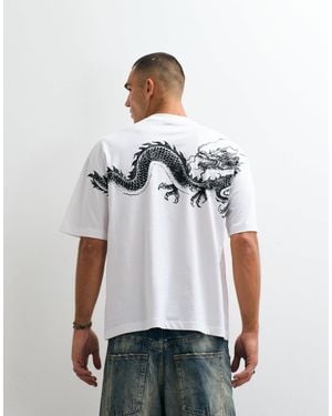 ASOS Oversize-t-shirt mit drachenmotiv - Weiß