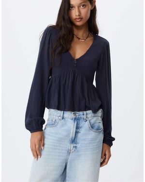 Stradivarius – langärmlige bluse - Blau