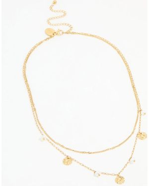 Lovisa Waterproof Plated Stainless Steel Pearl & Coin Layered Necklace - White