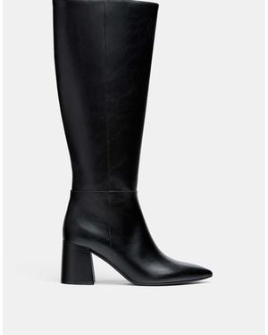 Stradivarius Bottes hautes à talon carré es - Noir