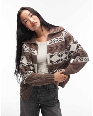 Levi's Waverly Wool Blend Fairisle Zip Through Jumper - Black