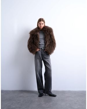 TOPSHOP Mongolian Faux Fur Bomber Coat - Multicolor