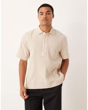 Abercrombie & Fitch Short Sleeve Cropped Poplin Shirt - Natural