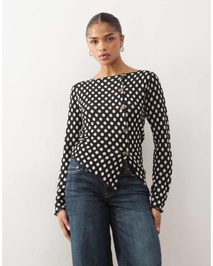 Collusion – asymmetrische strickjacke mit polka dots und u-boot-ausschnitt - Schwarz