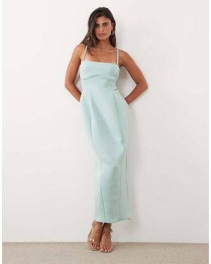 ASOS Volume Pencil Maxi Dress With Strappy Back - Blue