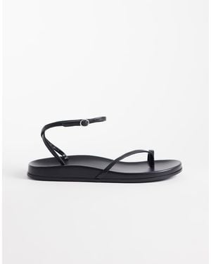 Mango 100% Leather Strappy Toe Detail Sandal - White