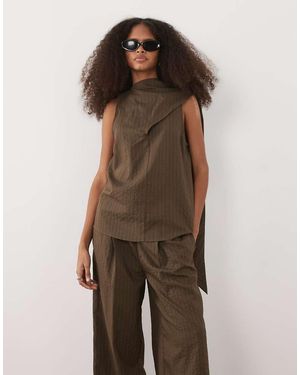 Mango Tatu Cut Out Scarf Detail Top Co-ord - Brown