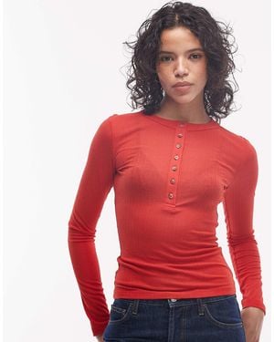 ASOS Long Sleeve With Button Top - Red