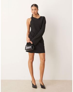 Mango One Shoulder Mini Dress - Natural