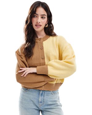 ASOS Gilet coupe carrée à manches banane - babeurre et moka - Neutre