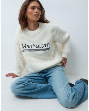 The Frolic Exklusiver "manhattan nyc" logo-grobstrickpullover - Grau