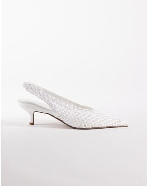 ASOS Star Weave Slingback Mid Heel Shoes - White