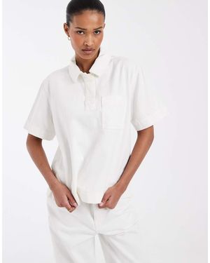 Lacoste Co-ord Denim Boxy Fit Shirt - White
