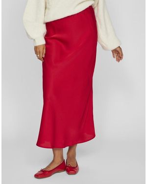 Vila Midi Skirt - Red