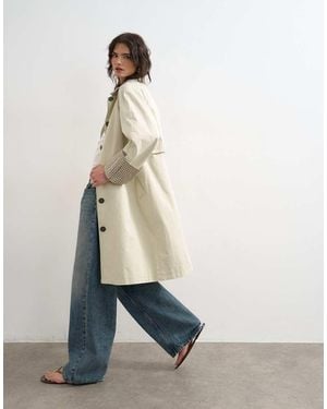 TOPSHOP Clean Front Trench With Contrast Check - White