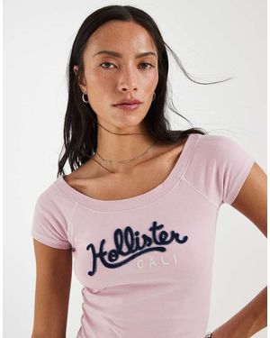 Hollister Camiseta Raglán De Manga Corta Claro Años 2000 - Rosa