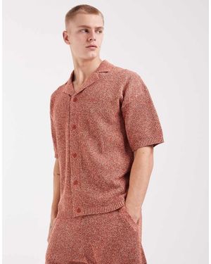 ASOS Relaxed Knitted Button Through Co-Ord - Red