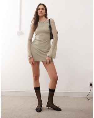 Motel Sevila Flared Sleeve Mini Dress - Natural