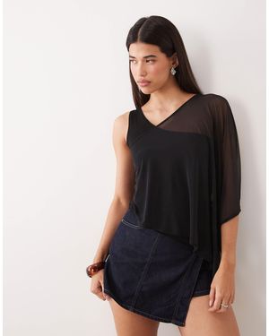Motel Siera cupro- und mesh-overlay, asymmetrisches top - Schwarz