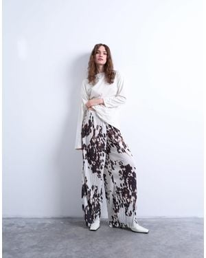 TOPSHOP Crinkle Wide Leg Pants - Multicolor