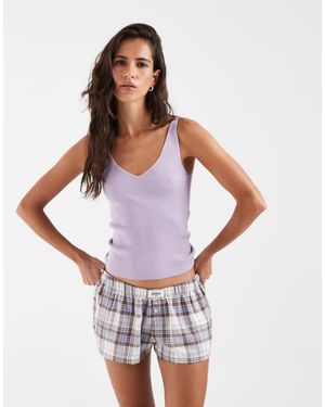 Hollister Pantalones Cortos De Pijama De Franela A Cuadros Azules Y Blancos