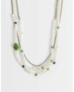ASOS 3 Pack Chain And Faux Pearl Beaded Necklaces - Natural