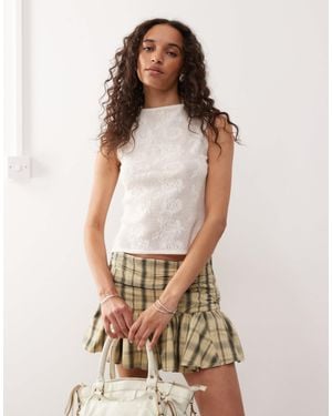 Collusion Knitted Festival Jacquard Tan Top - White