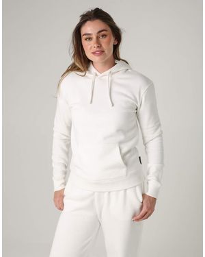 French Connection Cotton Blend Drawcord Kangaroo Pocket Hoody - White