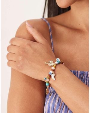 ASOS Pulsera Dorada Con Charms Y Cuentas De - Marrón