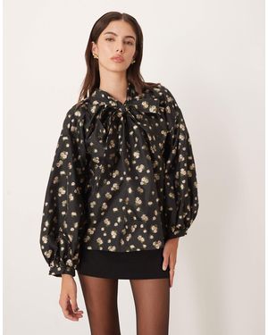 Sister Jane Dream Oversized Pussybow Blouse Co-ord - Black