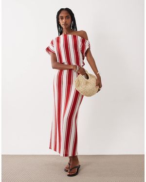 ASOS Off Shoulder With Pleat Midi Dress - White