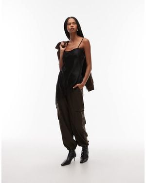ASOS Asymmetrische Camitop Van Satijn Met Rand Van Kant - Wit
