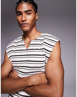ASOS – schweres, kastiges oversize-tanktop mit strukturstreifen - Grau