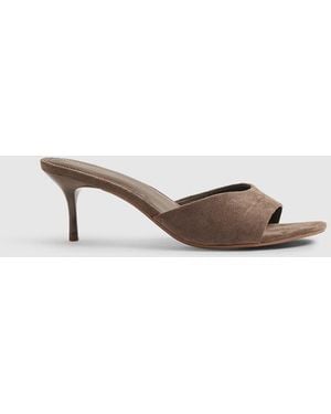River Island Faux Suede Mule Heeled Sandals - Natural