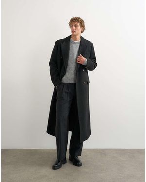 TOPMAN Abrigo De Mezcla De Lana Bouclé De Doble Botonadura Y Corte Extragrande En - Negro