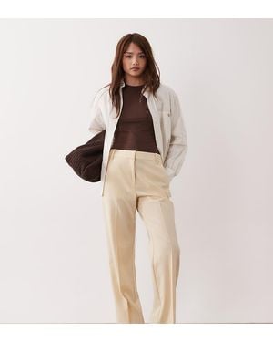 ASOS Petite Tailored Slim Straight Trousers - Natural