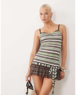 Tiger Mist Celia Mini Dress Con Spalline, Orlo - Multicolore