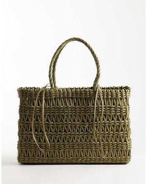 Mango Woven Tote Bag - Green