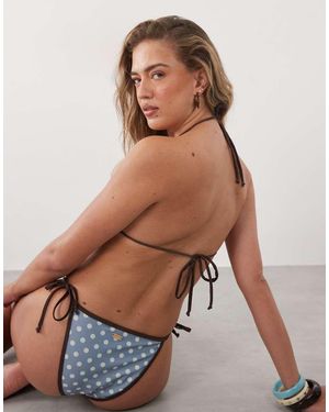 Going Somewhere Polka Dot Triangle Bikini Top With Contrast Trim - Green