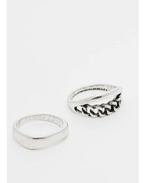 ASOS 2 Pack Chain Link Band Ring Set - White