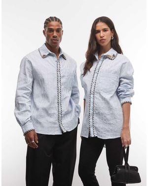 Sister Jane Overhemd Van Katoenmix Met Biesdetail - Grijs