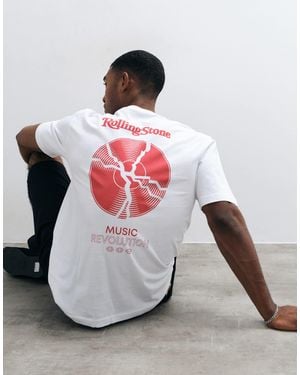 Only & Sons Relaxed Fit T-shirt With Rolling Stones Back Print - White